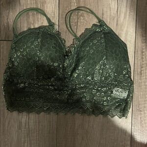 Floral Lace Bralette in Forest Green